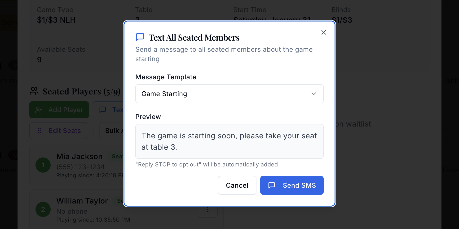SMS notification system