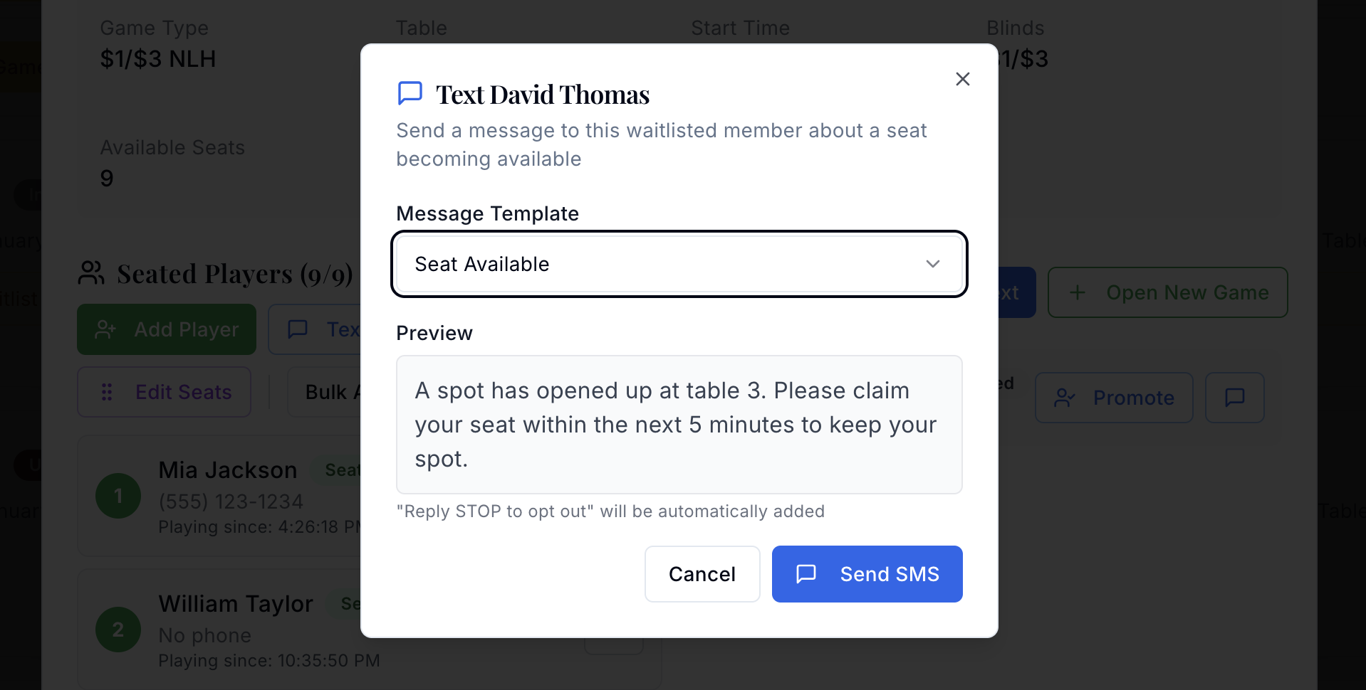SMS notification system